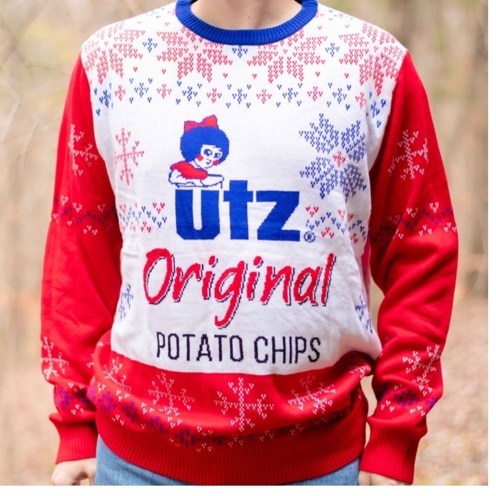 UTZ Potato Chips Route One Apparel Unisex Ugly Christmas Sweater Size Large